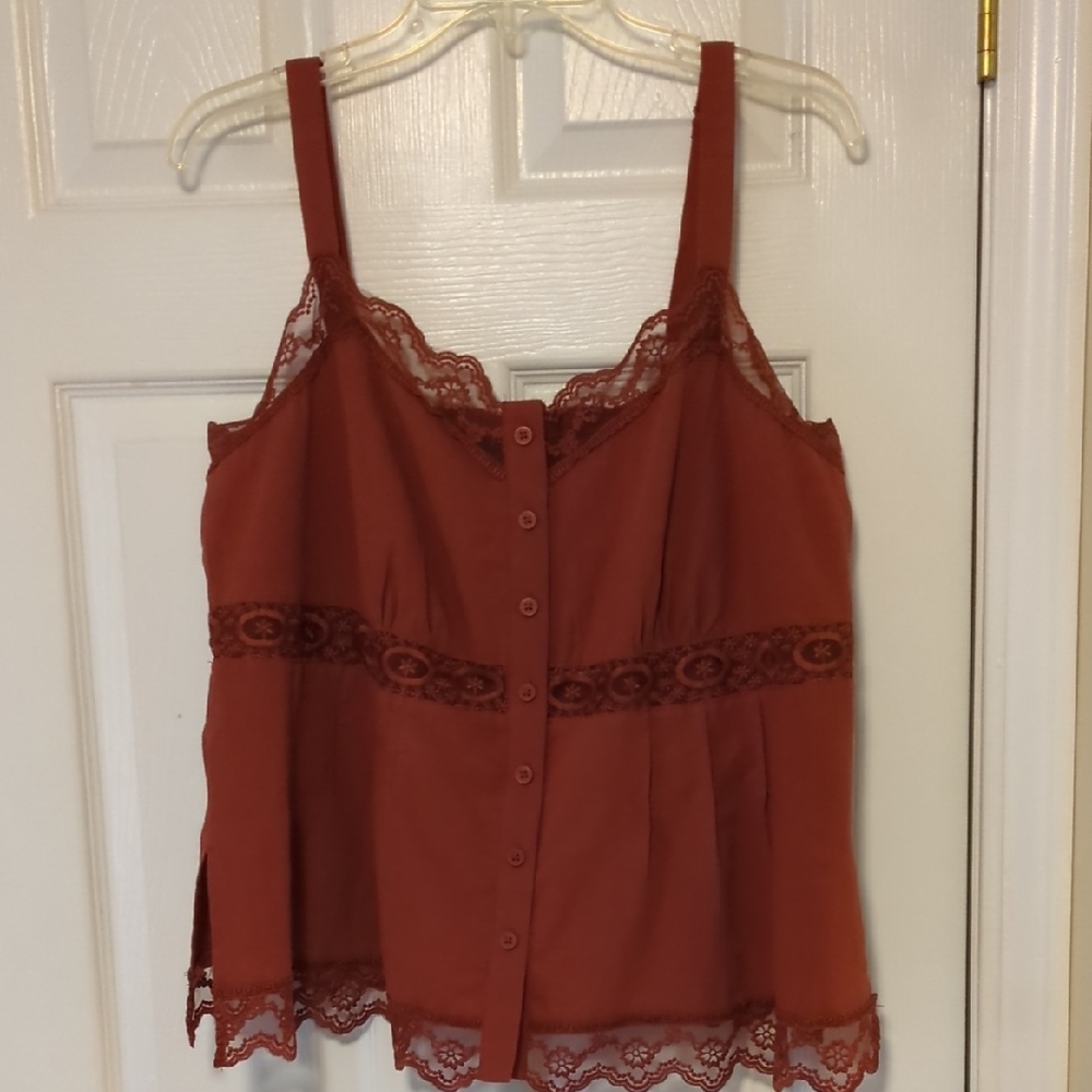 Torrid Lace Trim Button-Front Cami